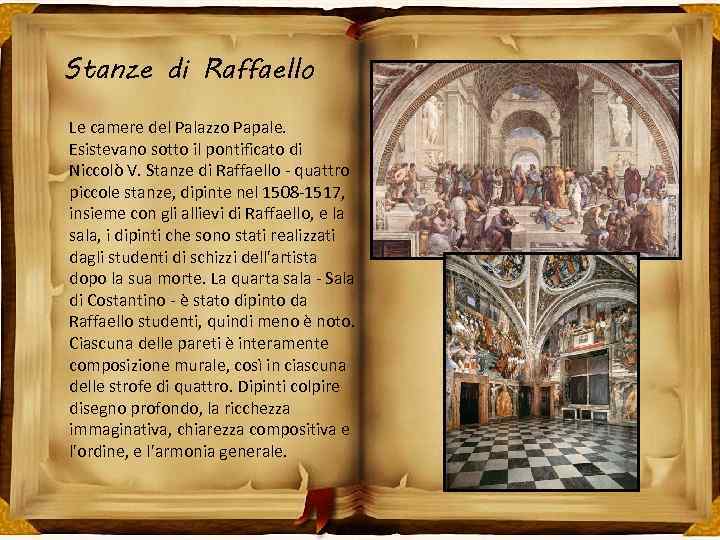 Stanze di Raffaello Le camere del Palazzo Papale. Esistevano sotto il pontificato di Niccolò