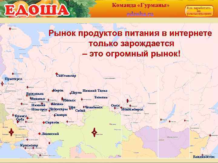 Команда «Гурманы» Рынок продуктов питания в интернете только зарождается – это огромный рынок! Сыктывкар