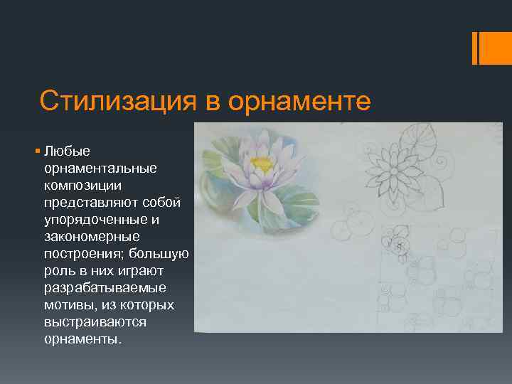 Стилизация в орнаменте § Любые орнаментальные композиции представляют собой упорядоченные и закономерные построения; большую