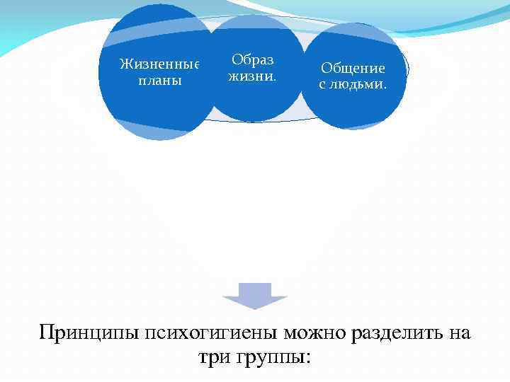 Жизненные планы Образ жизни. Общение с людьми. Принципы психогигиены можно разделить на три группы: