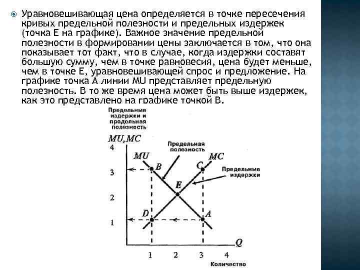 Согласно представленного графика. Точки пересечения кривых. Предельная полезность и издержки. Точки пересечения кривых предельной выручки и предельных издержек. Точка пересечения кривых спроса и предложения определяет:.