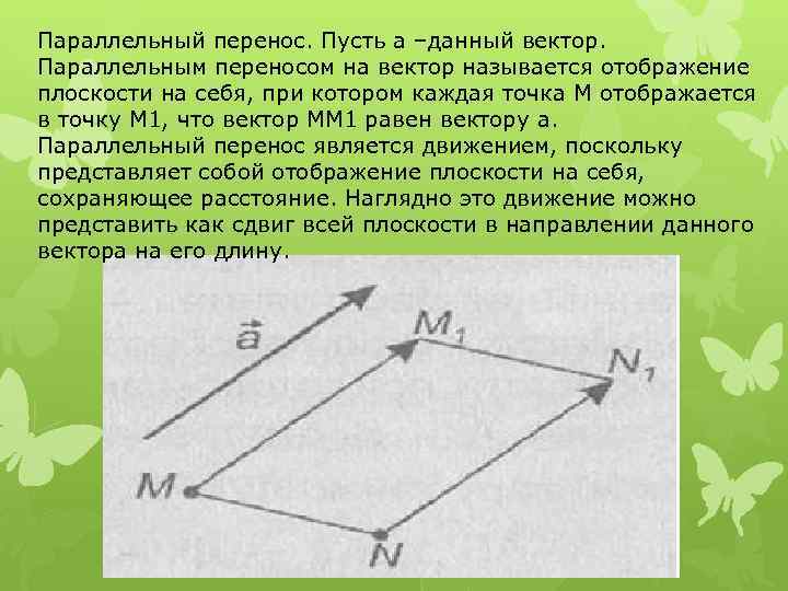 Параллельный перенос равностороннего треугольника. Параллельный перенос на вектор геометрия 9 класс. Параллельный перенос на плоскости. Параллельный перенос отображение плоскости. Параллельный перенос плоскости на вектор.