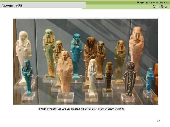  Искусство Древнего Египта Скульптура Ушебти Фигурки ушебти, 1500 в. до н. э, фаянс,