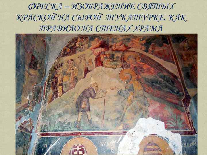 ФРЕСКА – ИЗОБРАЖЕНИЕ СВЯТЫХ КРАСКОЙ НА СЫРОЙ ТУКАТУРКЕ. КАК ПРАВИЛО НА СТЕНАХ ХРАМА 