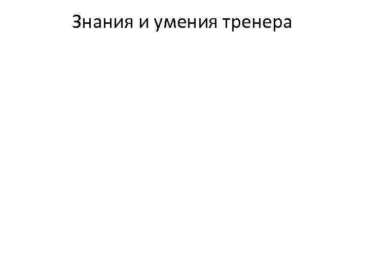 Знания и умения тренера 
