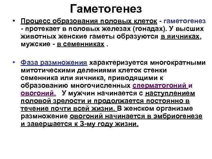 Гаметогенез • Процесс образования половых клеток - гаметогенез - протекает в половых железах (гонадах).