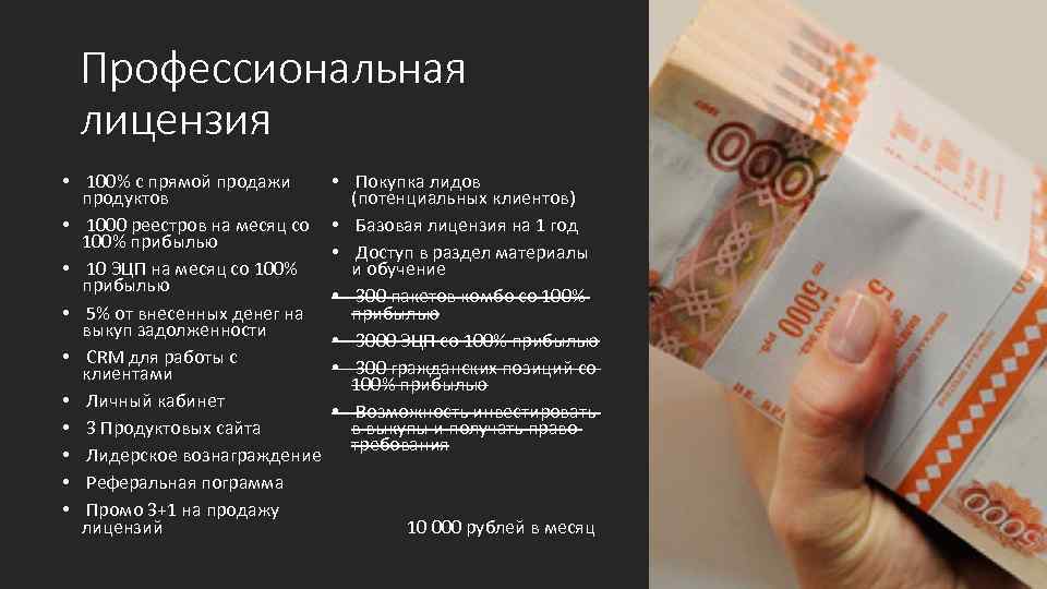 Профессиональная лицензия • 100% с прямой продажи • Покупка лидов продуктов (потенциальных клиентов) •