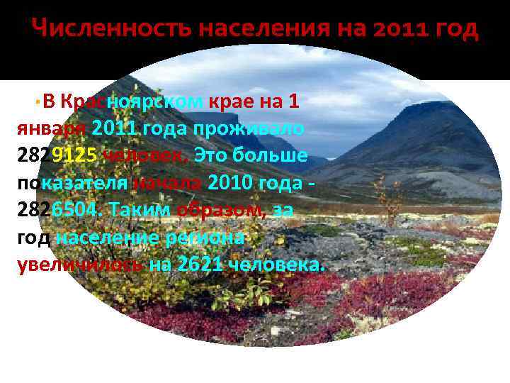 Численность населения на 2011 год В Красноярском крае на 1 января 2011 года проживало