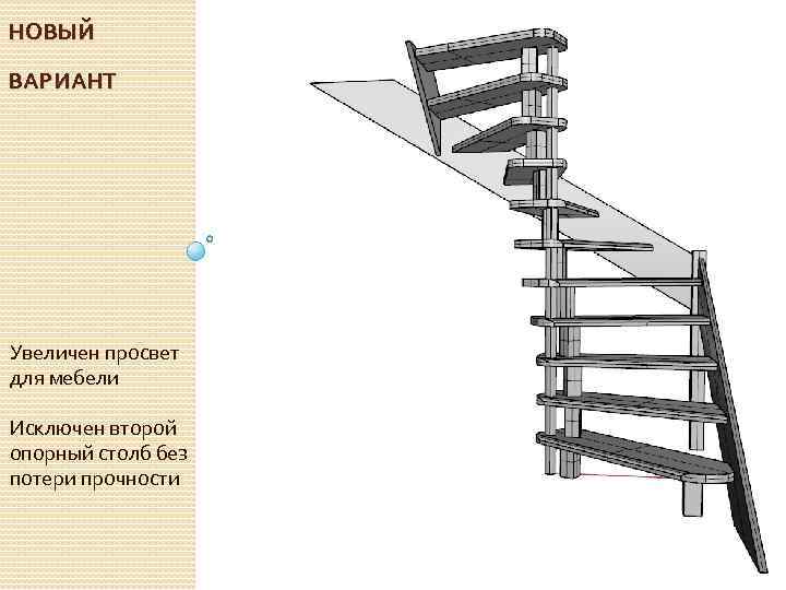 НОВЫЙ ВАРИАНТ Увеличен просвет для мебели Исключен второй опорный столб без потери прочности 
