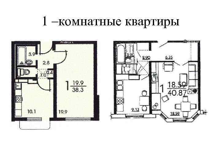1 –комнатные квартиры 