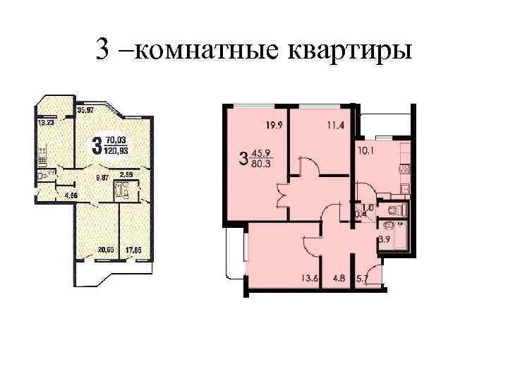 3 –комнатные квартиры 