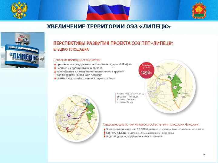 УВЕЛИЧЕНИЕ ТЕРРИТОРИИ ОЭЗ «ЛИПЕЦК» . 7 