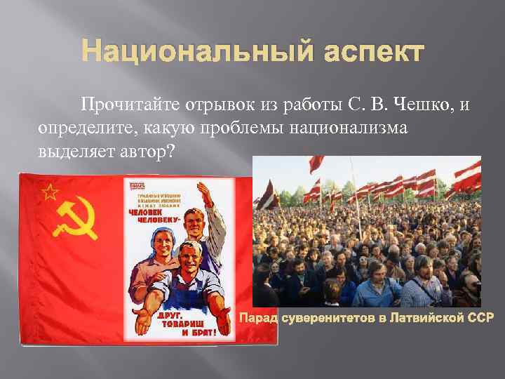 Национальный аспект Прочитайте отрывок из работы С. В. Чешко, и определите, какую проблемы национализма