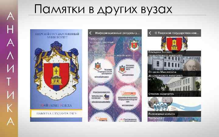 А Н А Л И Т И К А Памятки в других вузах 