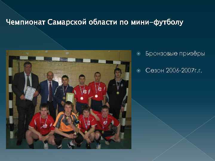 Чемпионат Самарской области по мини-футболу Бронзовые призёры Сезон 2006 -2007 г. г. 