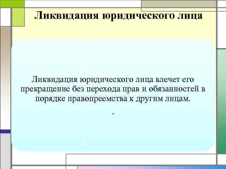 Ликвидация юридического лица влечет его прекращение без перехода прав и обязанностей в порядке правопреемства