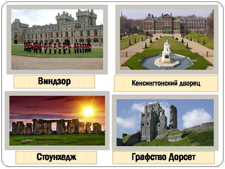 Виндзор Кенсингтонский дворец Стоунхедж Графство Дорсет 