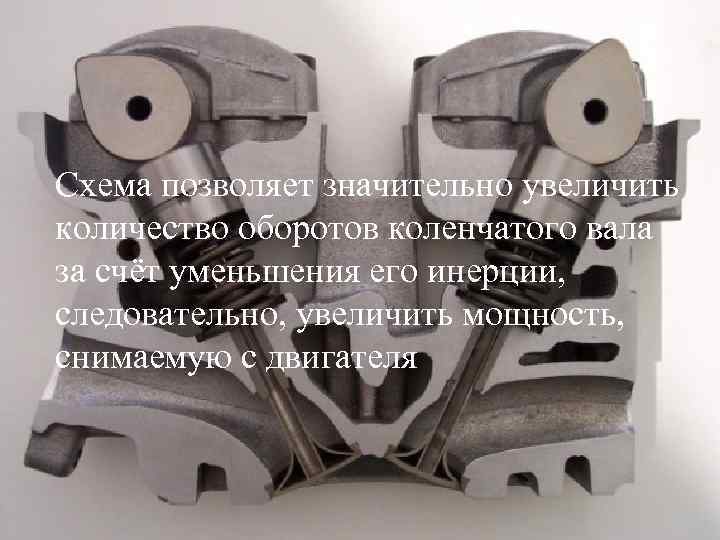  • DOHC с двумя клапанами на цилиндр. Эта схема является усложнённой разновидностью обычной