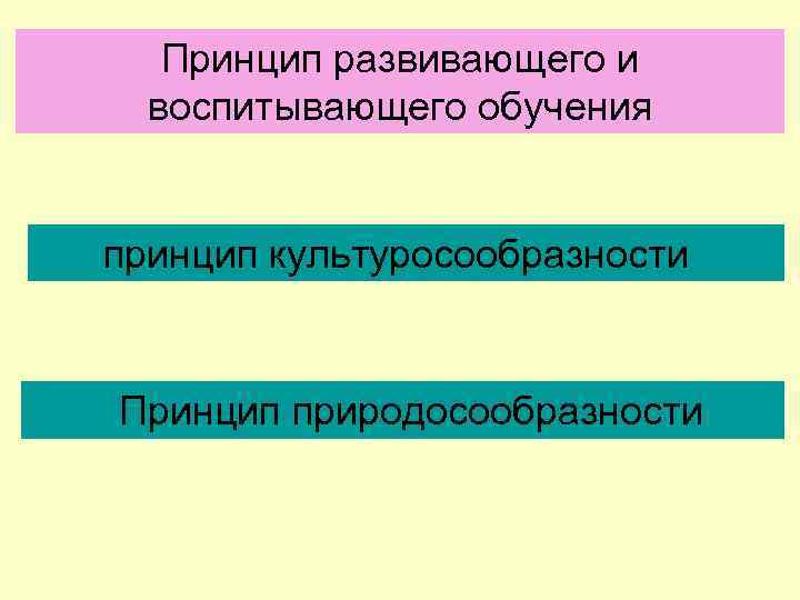 Принцип развивающего и воспитывающего обучения принцип культуросообразности Принцип природосообразности 