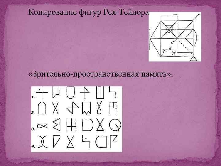 Копирование фигур Рея-Тейлора «Зрительно-пространственная память» . 