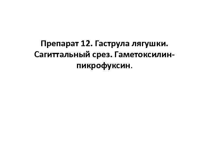 Препарат 12. Гаструла лягушки. Сагиттальный срез. Гаметоксилинпикрофуксин. 