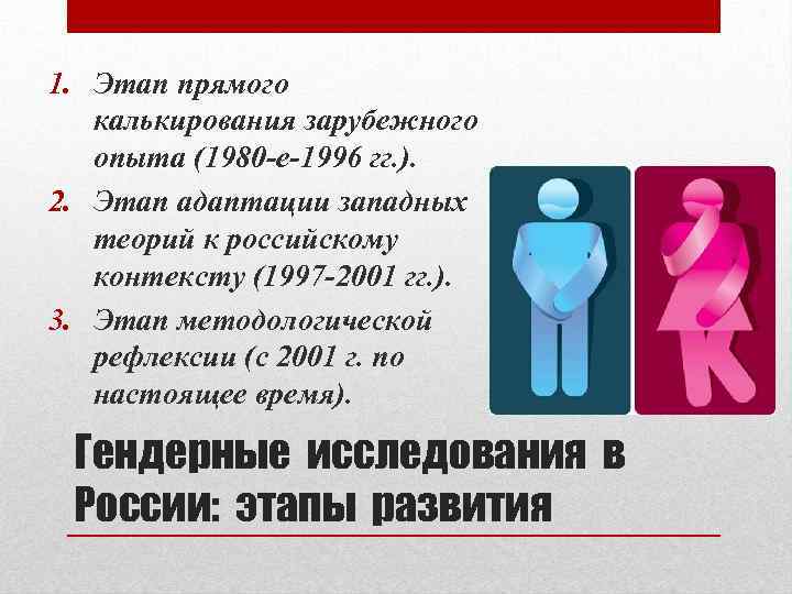 1. Этап прямого калькирования зарубежного опыта (1980 -е-1996 гг. ). 2. Этап адаптации западных