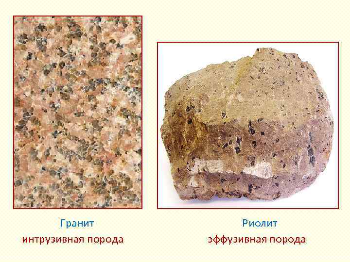 Гранит интрузивная порода Риолит эффузивная порода 