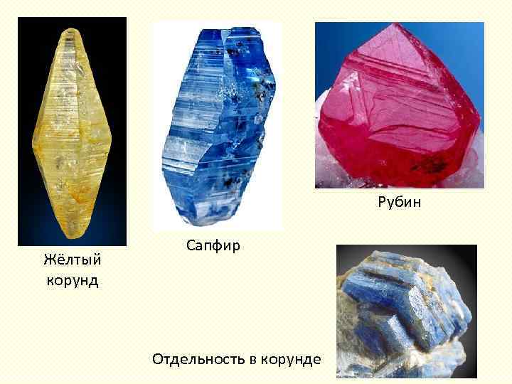 Рубин Жёлтый корунд Сапфир Отдельность в корунде 