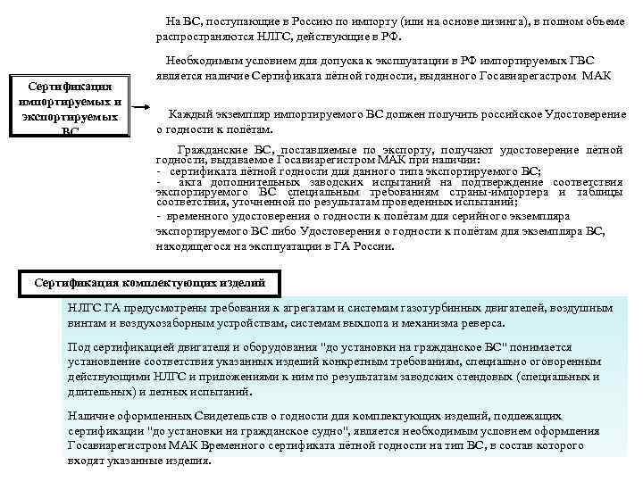  На ВС, поступающие в Россию по импорту (или на основе лизинга), в полном