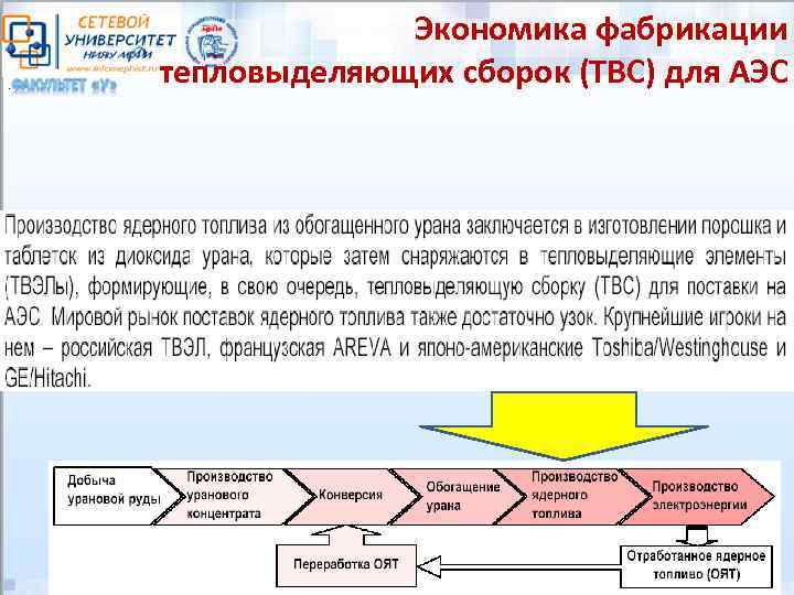 . Экономика фабрикации тепловыделяющих сборок (ТВС) для АЭС 