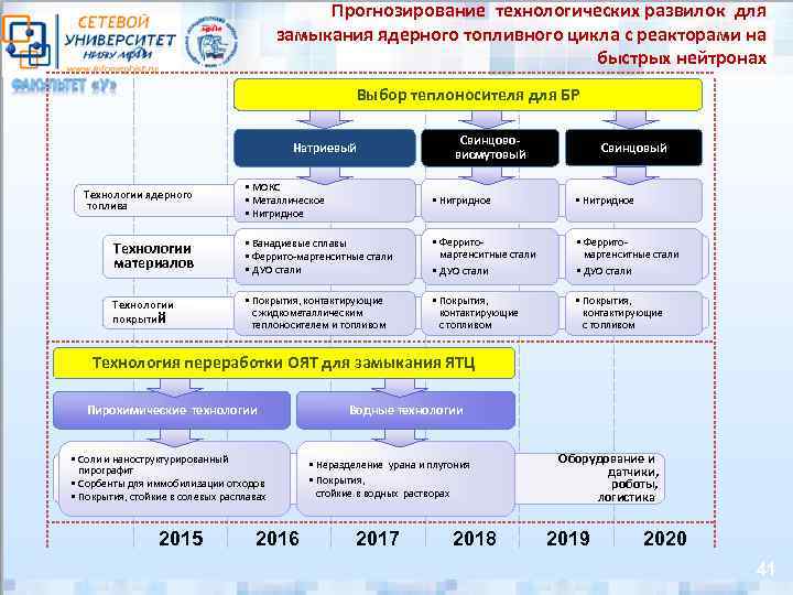 Прогнозирование технологических развилок для замыкания ядерного топливного цикла с реакторами на быстрых нейтронах Выбор