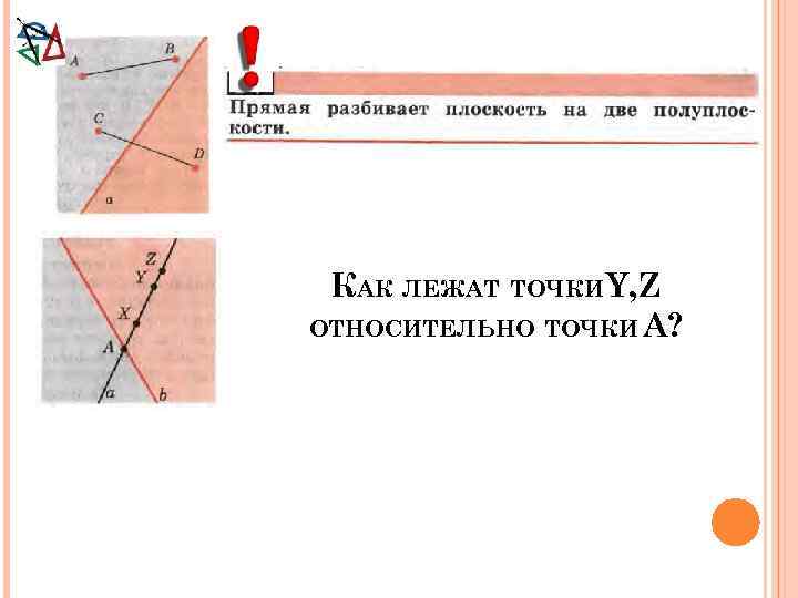 КАК ЛЕЖАТ ТОЧКИY, Z ОТНОСИТЕЛЬНО ТОЧКИ А? 