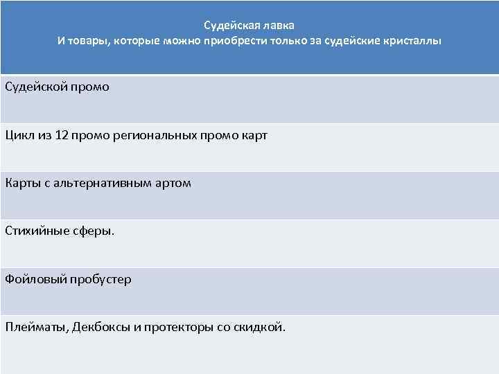Судейская лавка И товары, которые можно приобрести только за судейские кристаллы Судейской промо Цикл