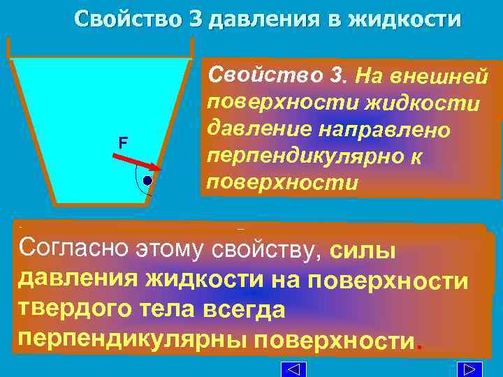 Свойство 3 давления в жидкости R N F p T Свойство 3. На внешней