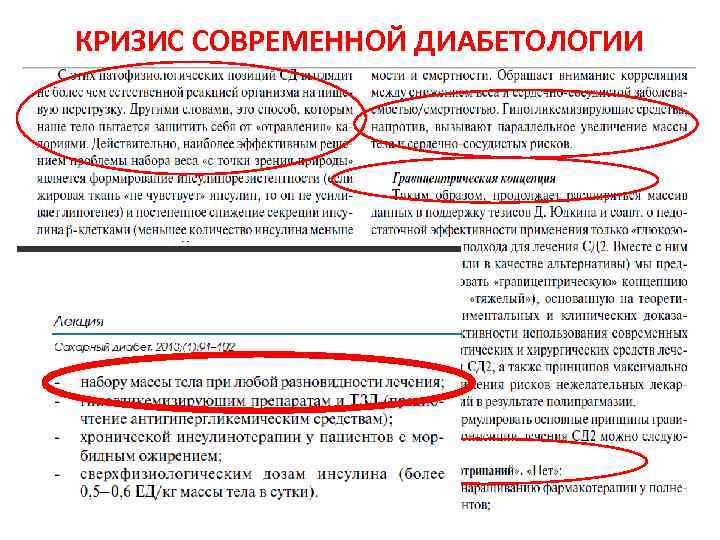 КРИЗИС СОВРЕМЕННОЙ ДИАБЕТОЛОГИИ 