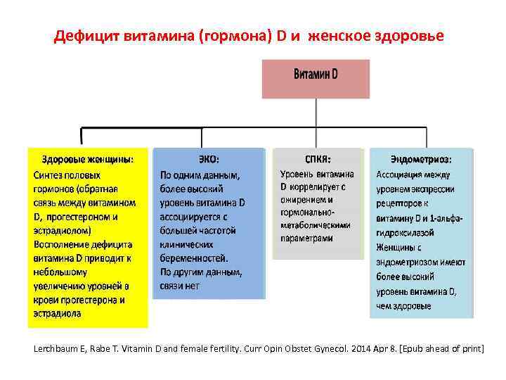 Дефицит витамина (гормона) D и женское здоровье Lerchbaum E, Rabe T. Vitamin D and