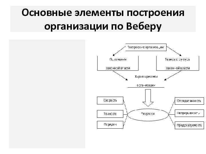 Основные элементы построения организации по Веберу 