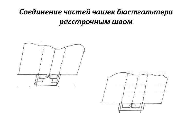 Соединение частей чашек бюстгальтера расстрочным швом 