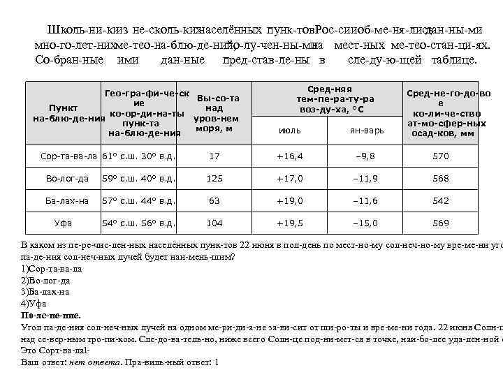 Школь ни ки не сколь ких из населённых пунк тов ос сии б ме