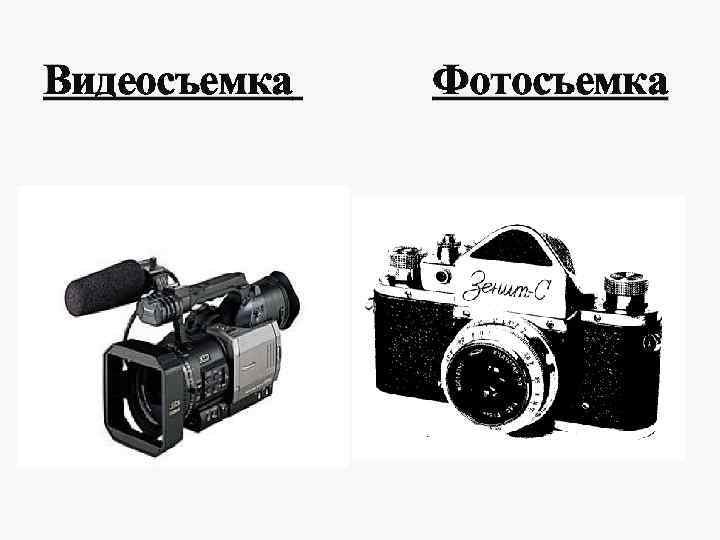 Видеосъемка Фотосъемка 