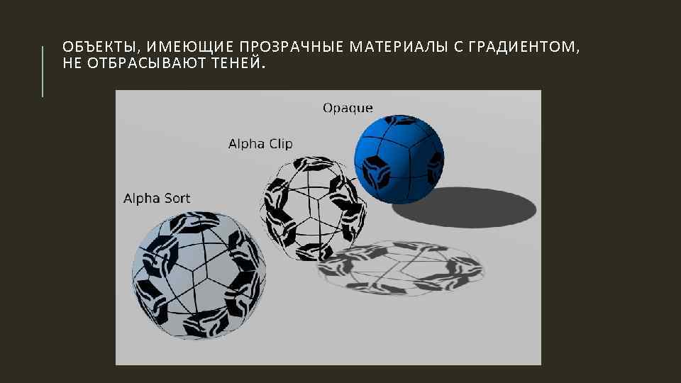 ОБЪЕКТЫ, ИМЕЮЩИЕ ПРОЗРАЧНЫЕ МАТЕРИАЛЫ С ГРАДИЕНТОМ, НЕ ОТБРАСЫВАЮТ ТЕНЕЙ. 