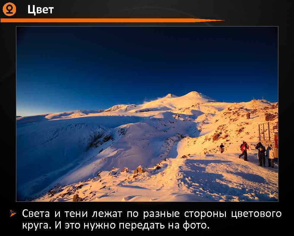 Цвет Ø Света и тени лежат по разные стороны цветового круга. И это нужно