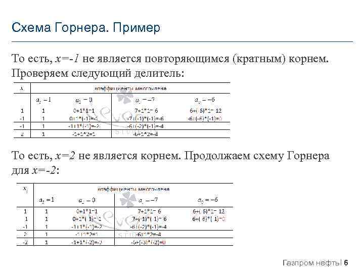 Схема горнера уравнения примеры