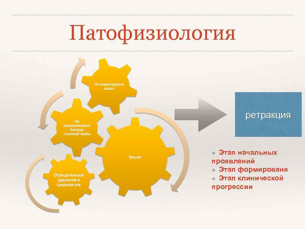 Патофизиология ретракция Этап начальных проявлений ❖ Этап формированя ❖ Этап клинической прогрессии ❖ 
