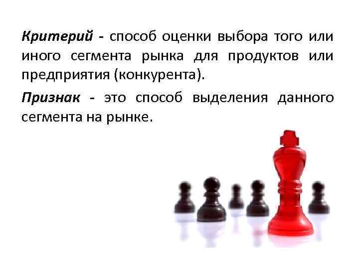 Критерий - способ оценки выбора того или иного сегмента рынка для продуктов или предприятия