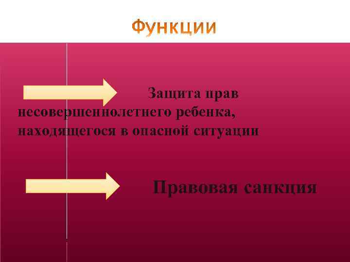  Защита прав несовершеннолетнего ребенка, находящегося в опасной ситуации Правовая санкция 