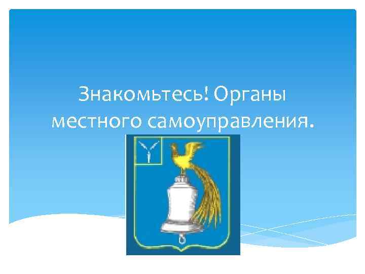 Знакомьтесь! Органы местного самоуправления. 