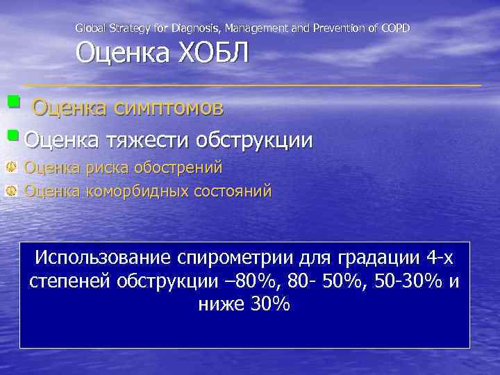 Global Strategy for Diagnosis, Management and Prevention of COPD Оценка ХОБЛ § Оценка симптомов