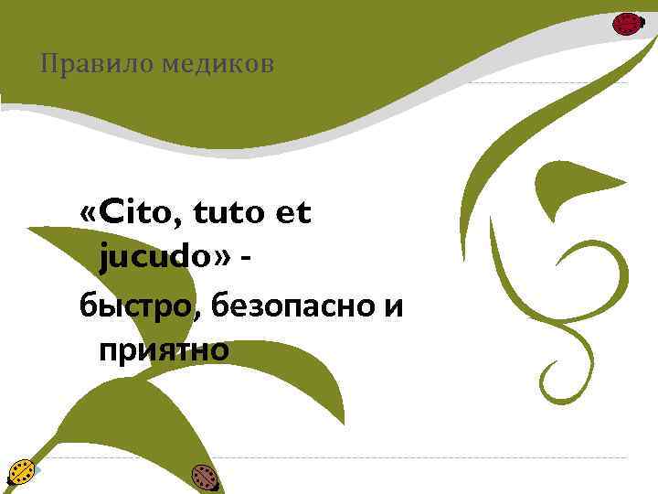 Правило медиков «Cito, tuto et jucudo» - быстро, безопасно и приятно 