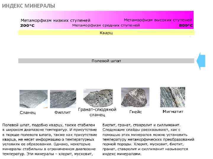 ИНДЕКС МИНЕРАЛЫ МЕТАОРФИЧЕСКИЕ ПОРОДЫ 